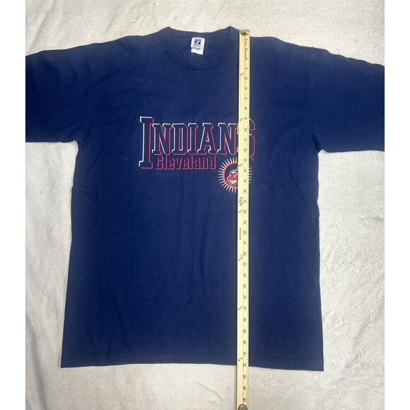 Vintage 90s Logo 7 Cleveland Indians Embroidered Single Stitch T-Shirt Size XL - Picture 7 of 8